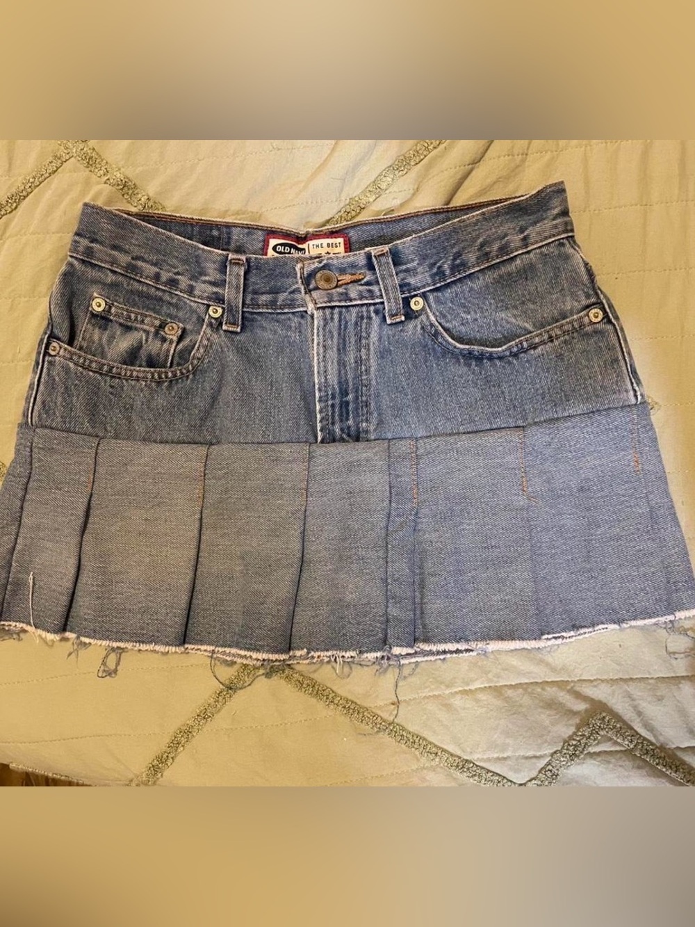 Denim Pleated Mini Skirt